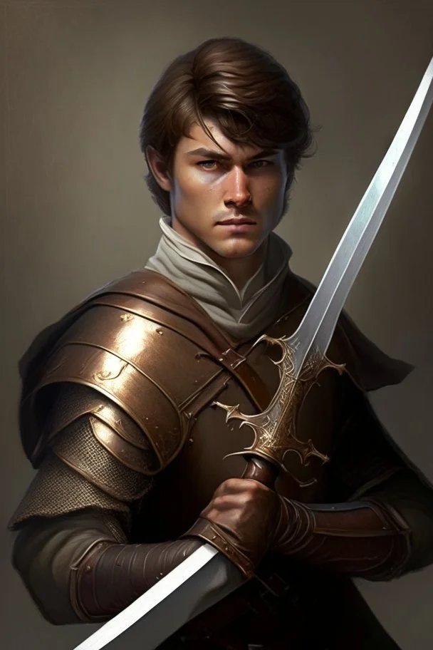 noble swordman with rapier short brown hair