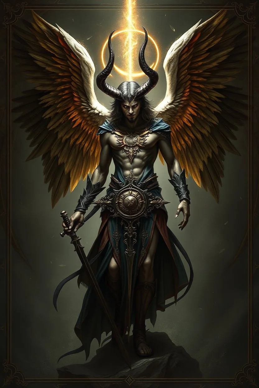 Samael the fallen angel, the angel of death, the avenger of sins and the seducer, warrior, demon prince, the bringer of light, who bears the Seal of Darkness, high realistic, detailed, dark fantasy,