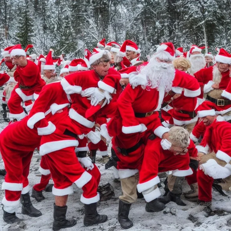 santa army fighting reindeer army