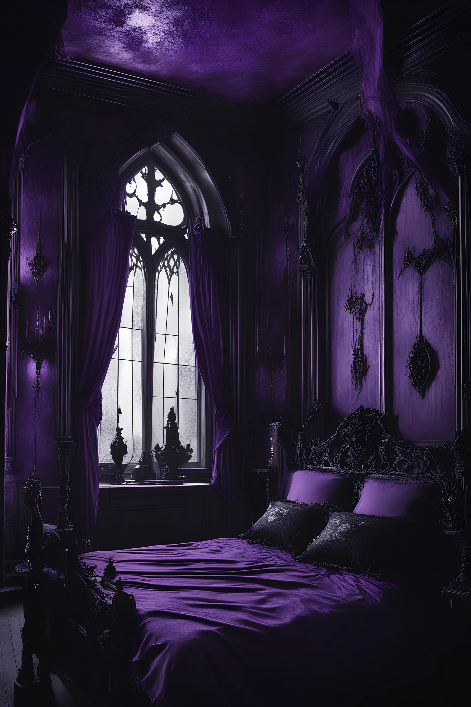 goth, castle, purple, black, vampire, royal, old, darkly, bedroom