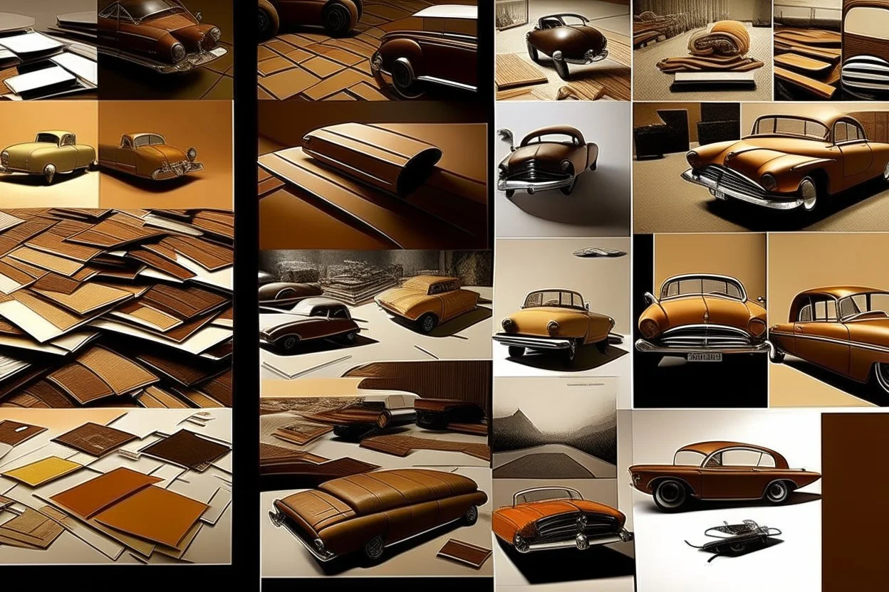 mood board for architectural graduation project and its a cars museum and the colors are brown