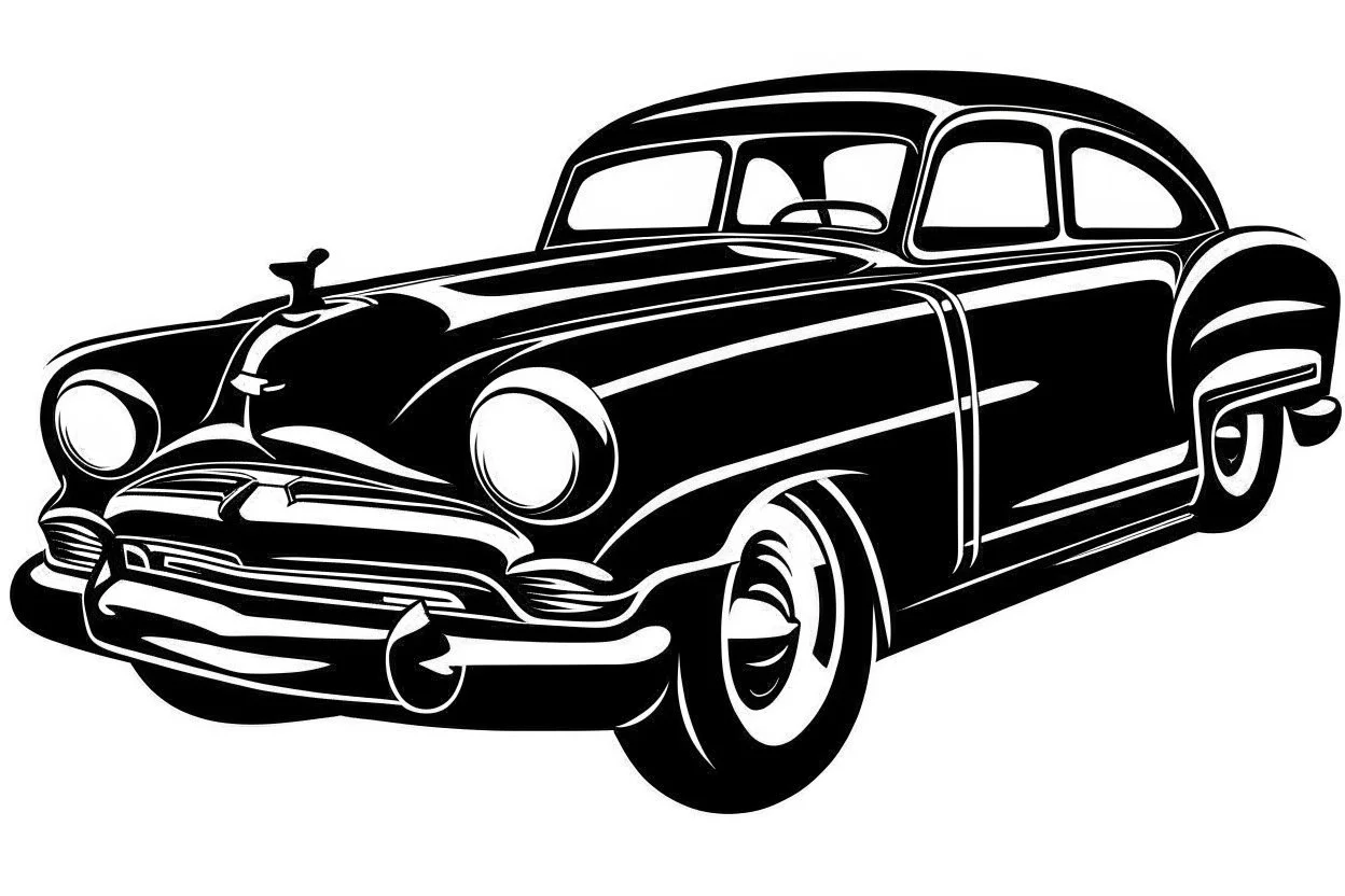 classic cars clipart style simple stencil