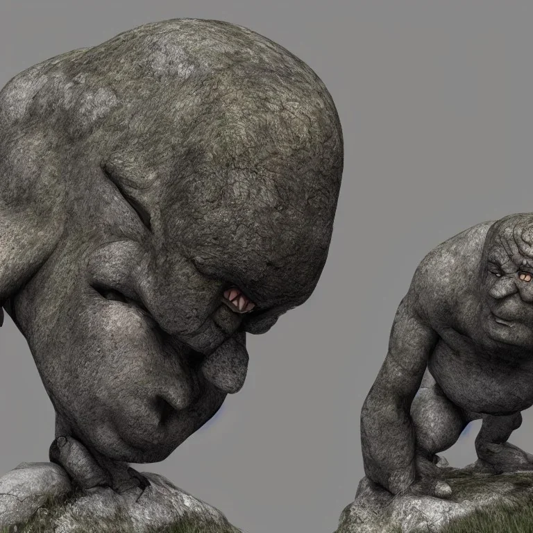 A realistic norwegian stone troll ; stable ai