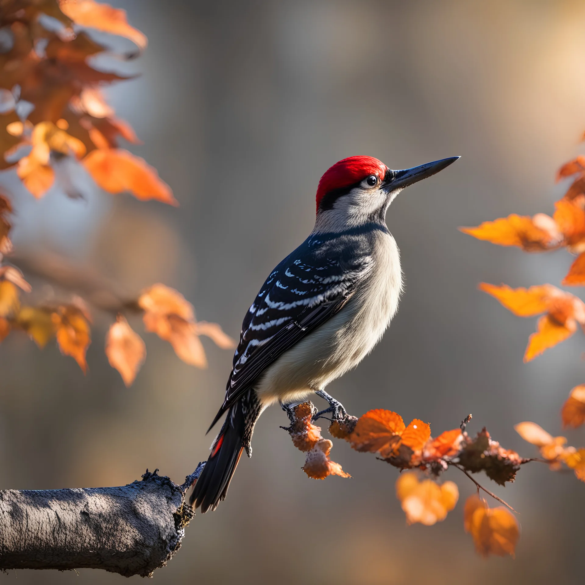 woodpecker in a wonderful autum ligth