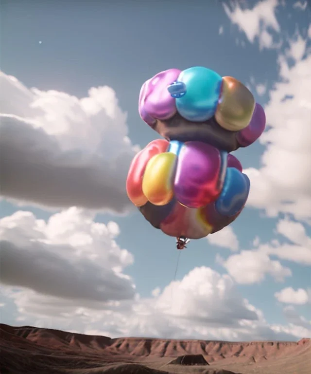 Ultra realistic speed clouds sky scene, wide angle view, sweet women falling down, inflatable color clothing, free jumping flying, many trinkets, hair monster. many jelly beans, balls, color smoke, smile, happy, circus style, extreme, wind, 20,000 feet altitude, stratosphere, soft color, highly detailed, unreal engine 5, ray tracing, RTX, lumen lighting, ultra detail, volumetric lighting, 3d, finely drawn, high definition, high resolution.