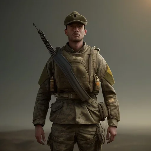 A portrait of a soldier, atmospheric,fantasy, realistic, unreal engine 5, cinematic lighting, octane render.