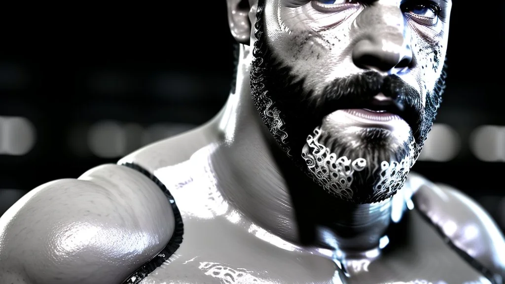 close up photography of a 39 year old dirty burly strong angry stocky turkish mechanics wet sweat, bullneck, short curly beard, short hair manly chest, white boxer, inside a car demolition parking lot, misery and poverty, open legs, photorealistic, look at camera, neon side light, very detailed , view from the ground , ambient occlusion