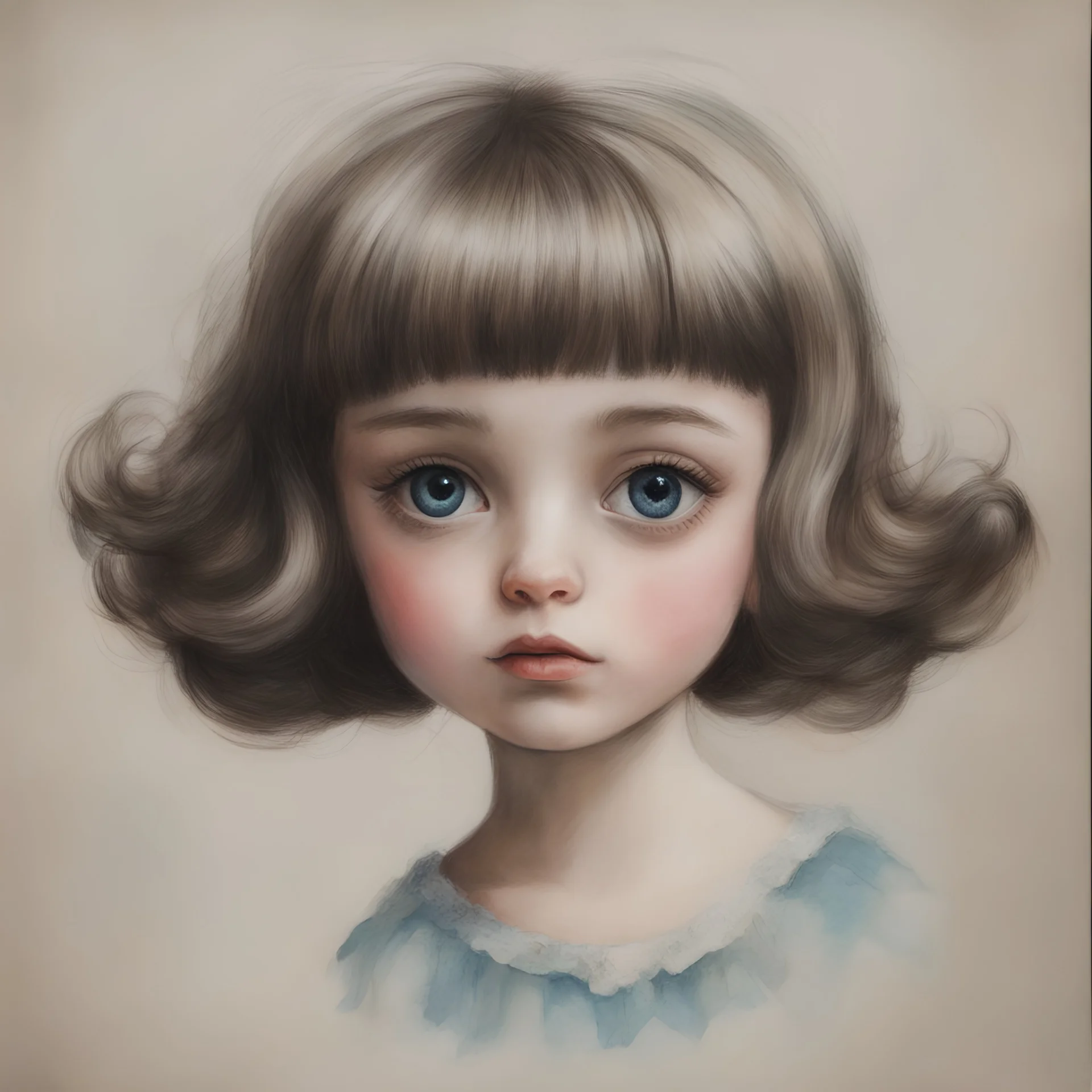 Postcard in the style of Margaret Keane