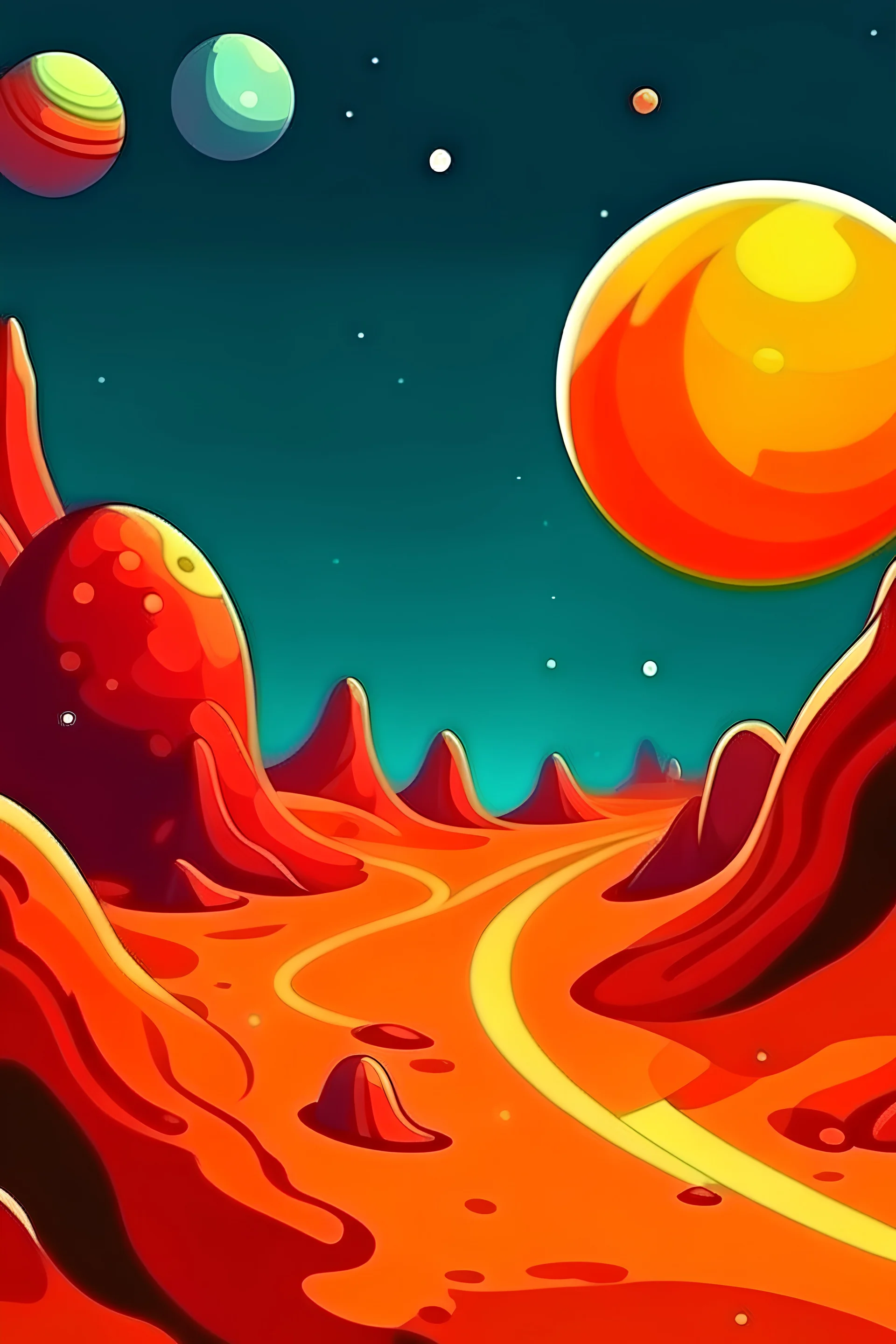 Planet Surface Space Cartoon Style