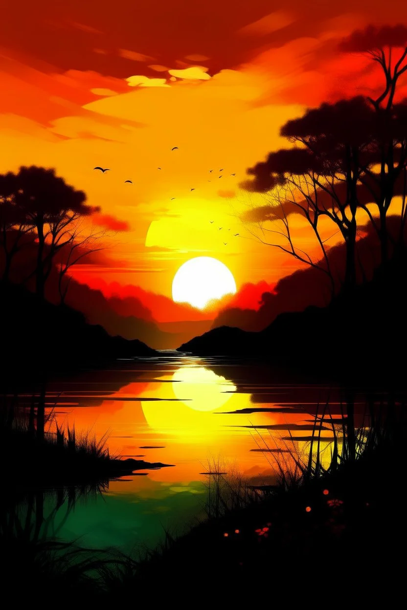 Art illustration sunset