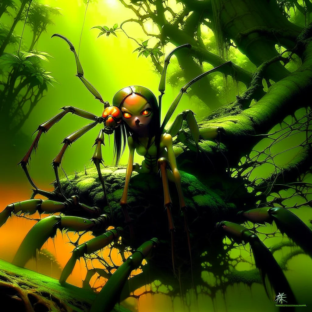 spider. Jungle. Lake