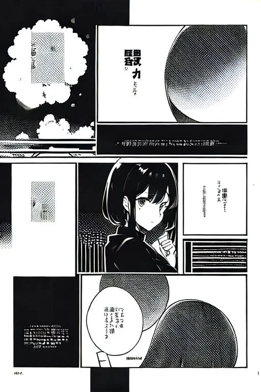 girl falls through, manga page, grayscale