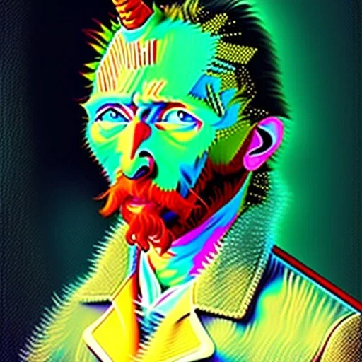 portrait of unicorn van gogh style