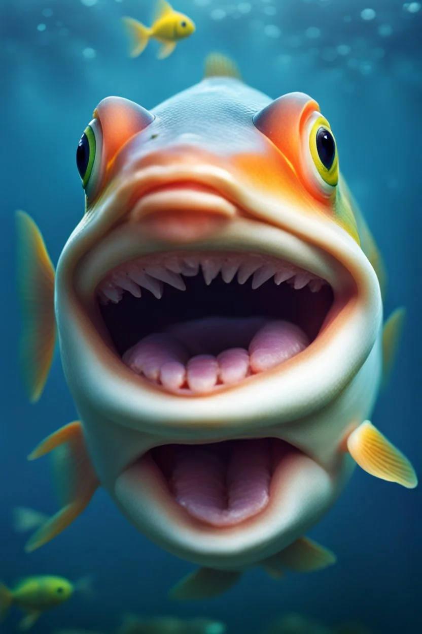 one fish with human smile