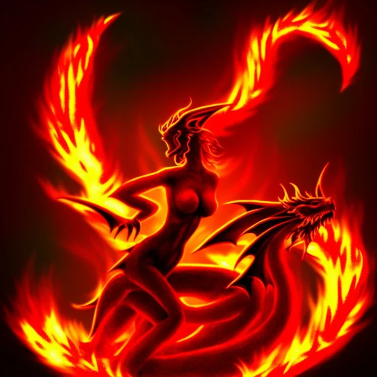 Dragon girl in a world of flames