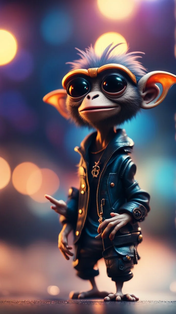 twisted rock star alien gremlin crow monkey rapper pimp in heaven,bokeh like f/0.8, tilt-shift lens 8k, high detail, smooth render, down-light, unreal engine, prize winning