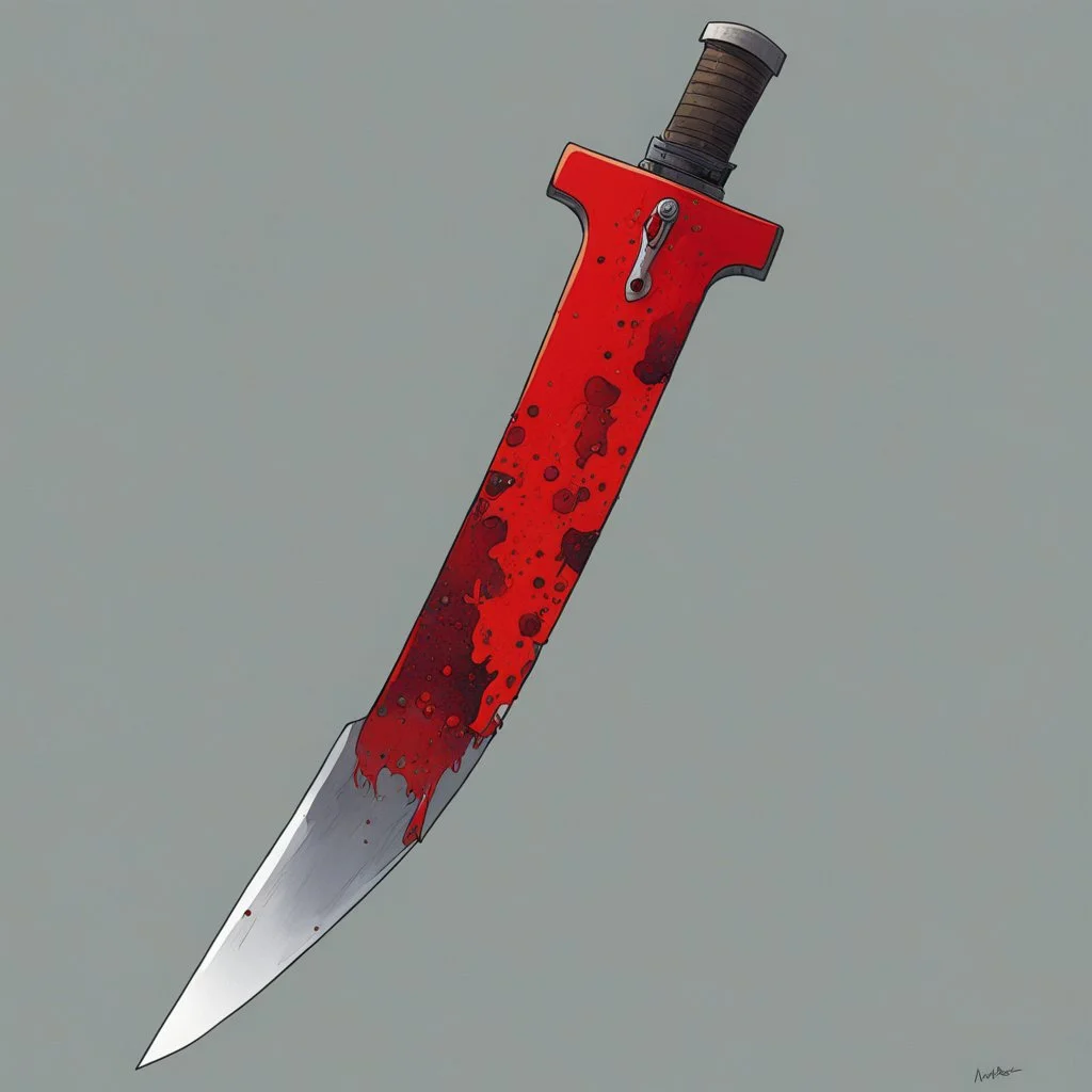 [art by Moebius] the name of this knife is "zombie killer", it is a nice bloody blade, well balanced in the hand. It destroyed a lot of zombies' brains