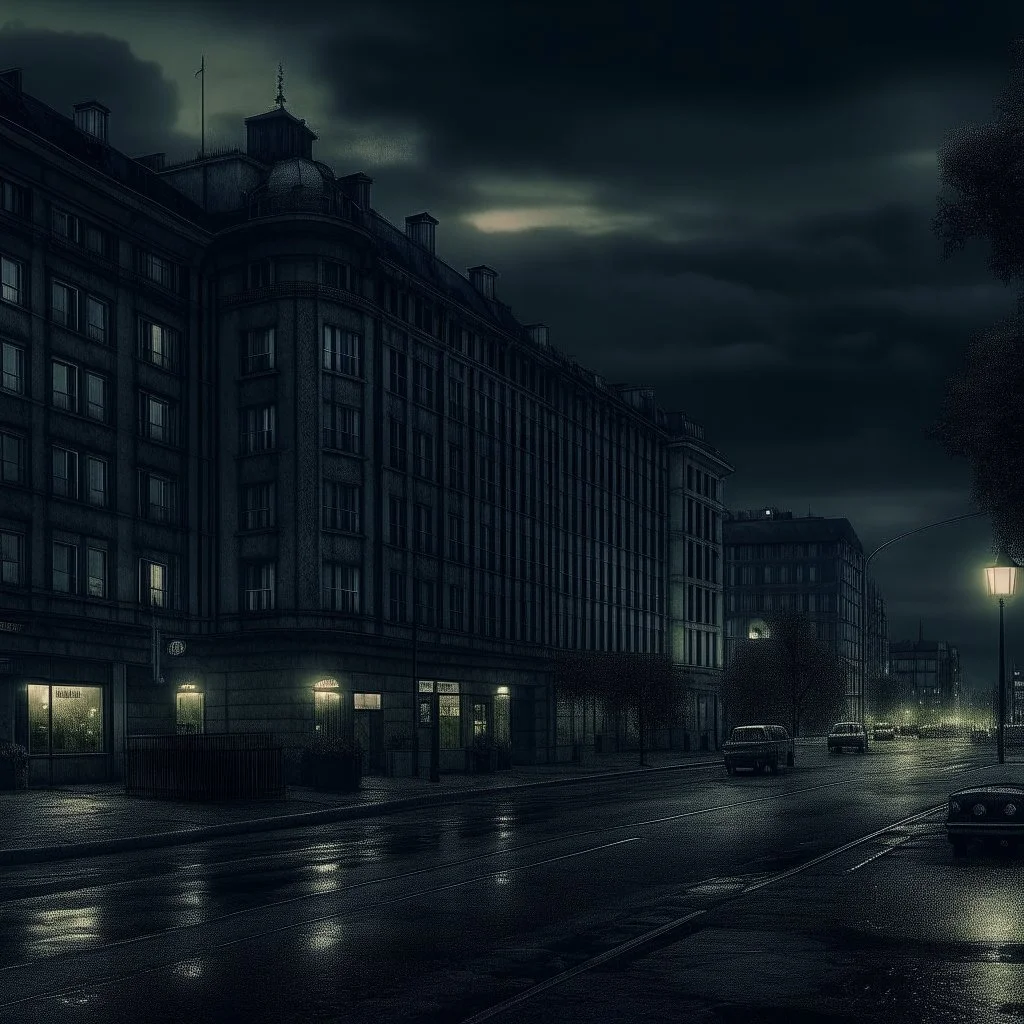 sad city scene, photo quality, dark colours