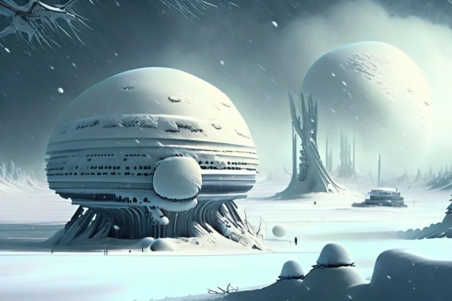 Alien Winter World, Colony, Building, Blizzard, Distant Alien Planets, Snowy