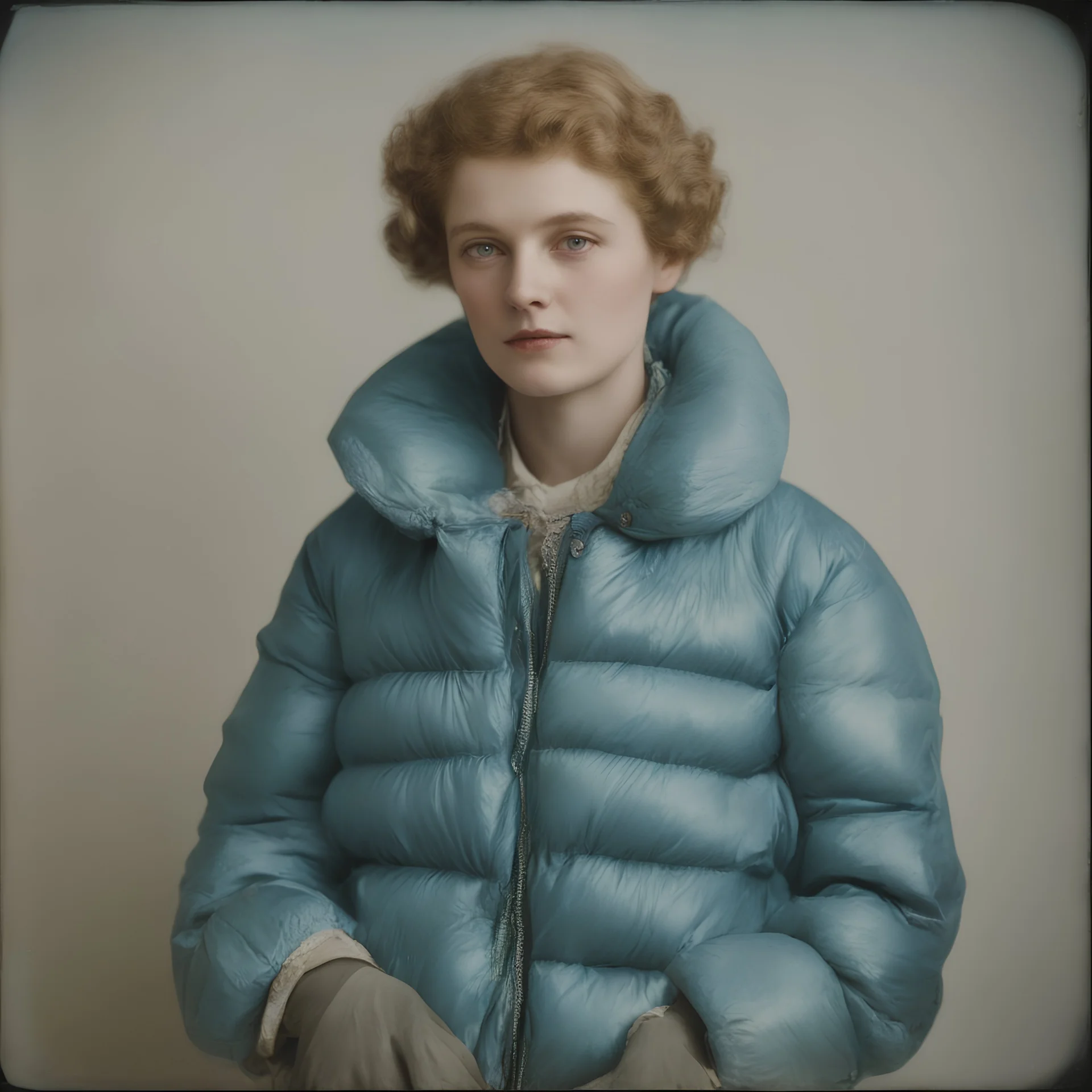 Florence lawrence, blue, autochrome, plastic puffy jacket