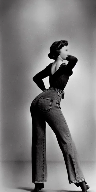 Ziegfeld Girl on jeans walking