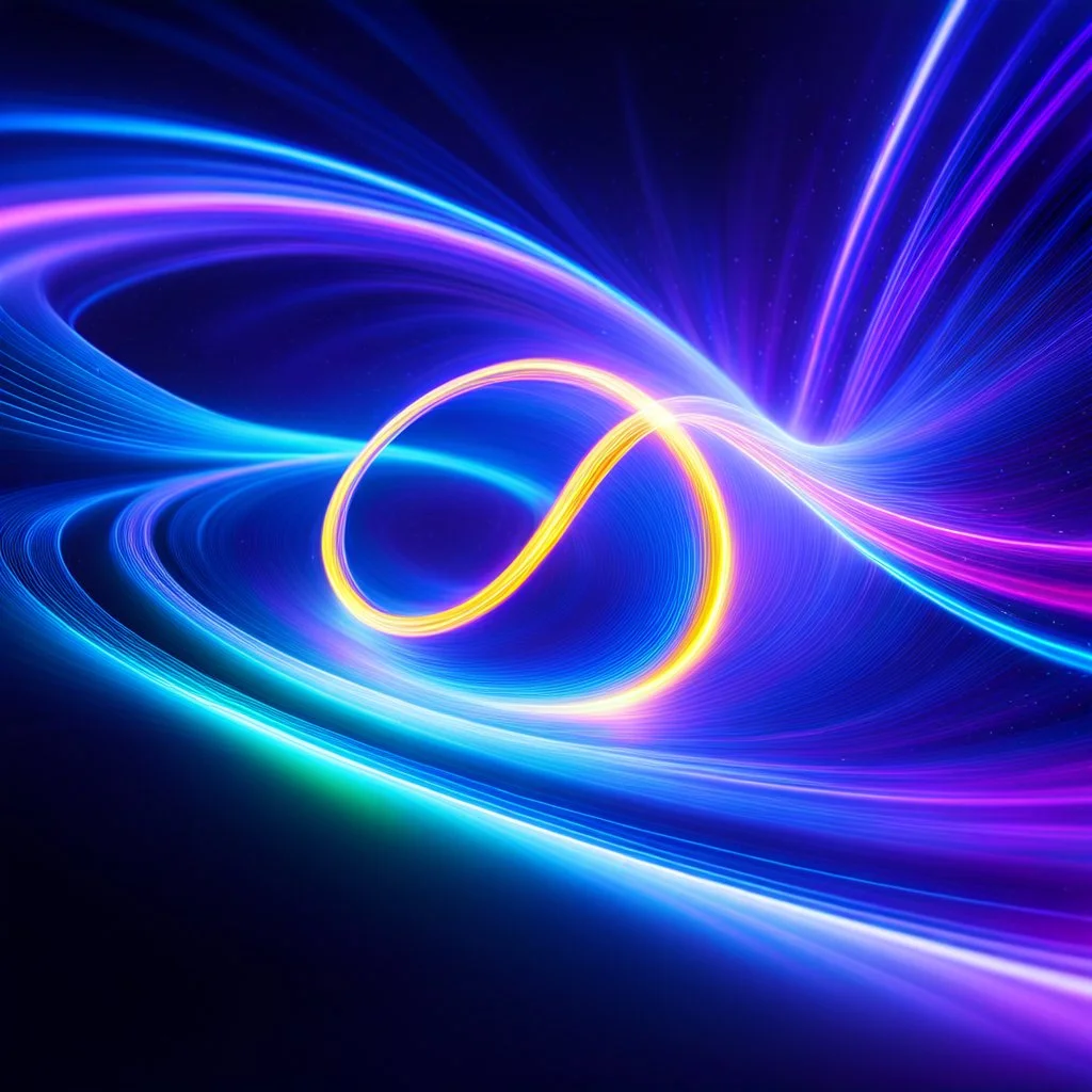 infinity symbol brightly coloured ∞ moving at warp speed, colours from infinity flowing through image with speed, DSLR with a 80mm lens, set to f/16 and a slow shutter speed of 1/15s, striking, neon, chiaroscuro, dramatic, captivating, powerful, fantasy, beautiful, octane render, 16k post-production, artstation: award-winning: atmospheric: commanding: fantastical: clarity: ultra quality: striking: brilliance: stunning colors: amazing depth; lens: f/11, 35mm