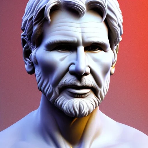 white greek marble stature of harrison ford, bust, photo realistic, hight definition, 8k