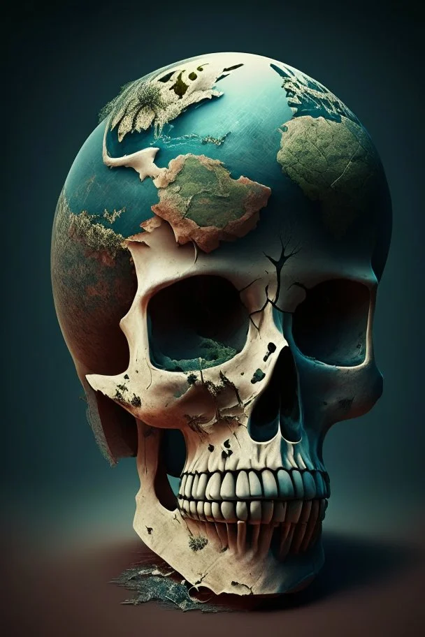 world with skull form