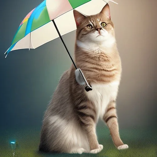 cat holding umbrella