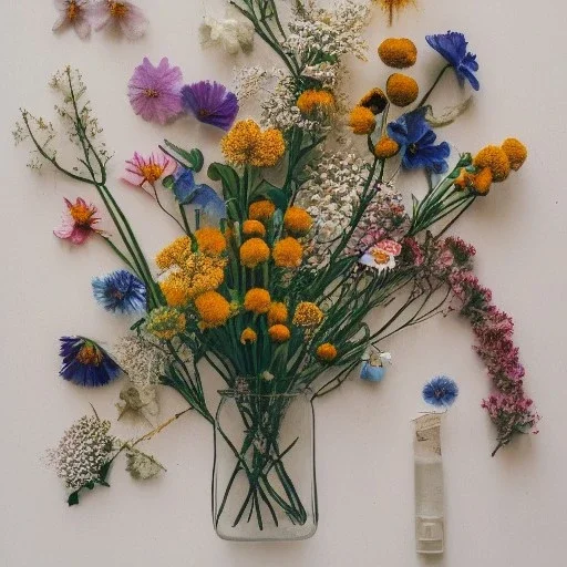 delicate arrangement of pressed flowers, beautiful composition, aesthetic layout, wildflowers, native flowers