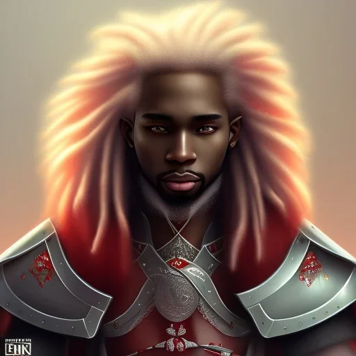 African male swordsman, white hair, red dreadlocks, leather armor, fantasy art, portrait, 4k