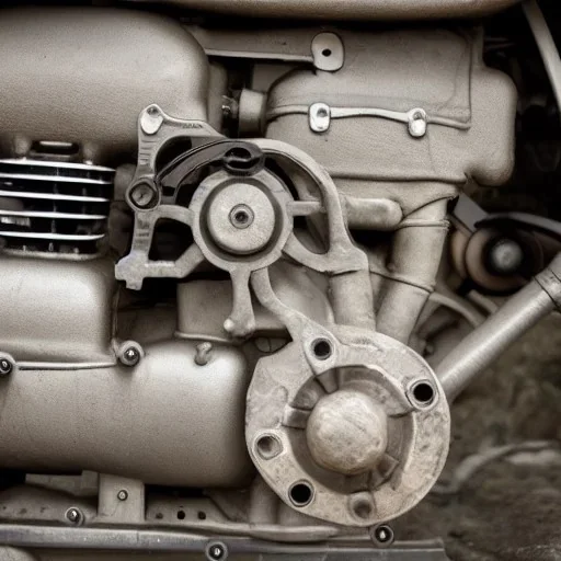 Old, small, simple, brown single-cylinder engine