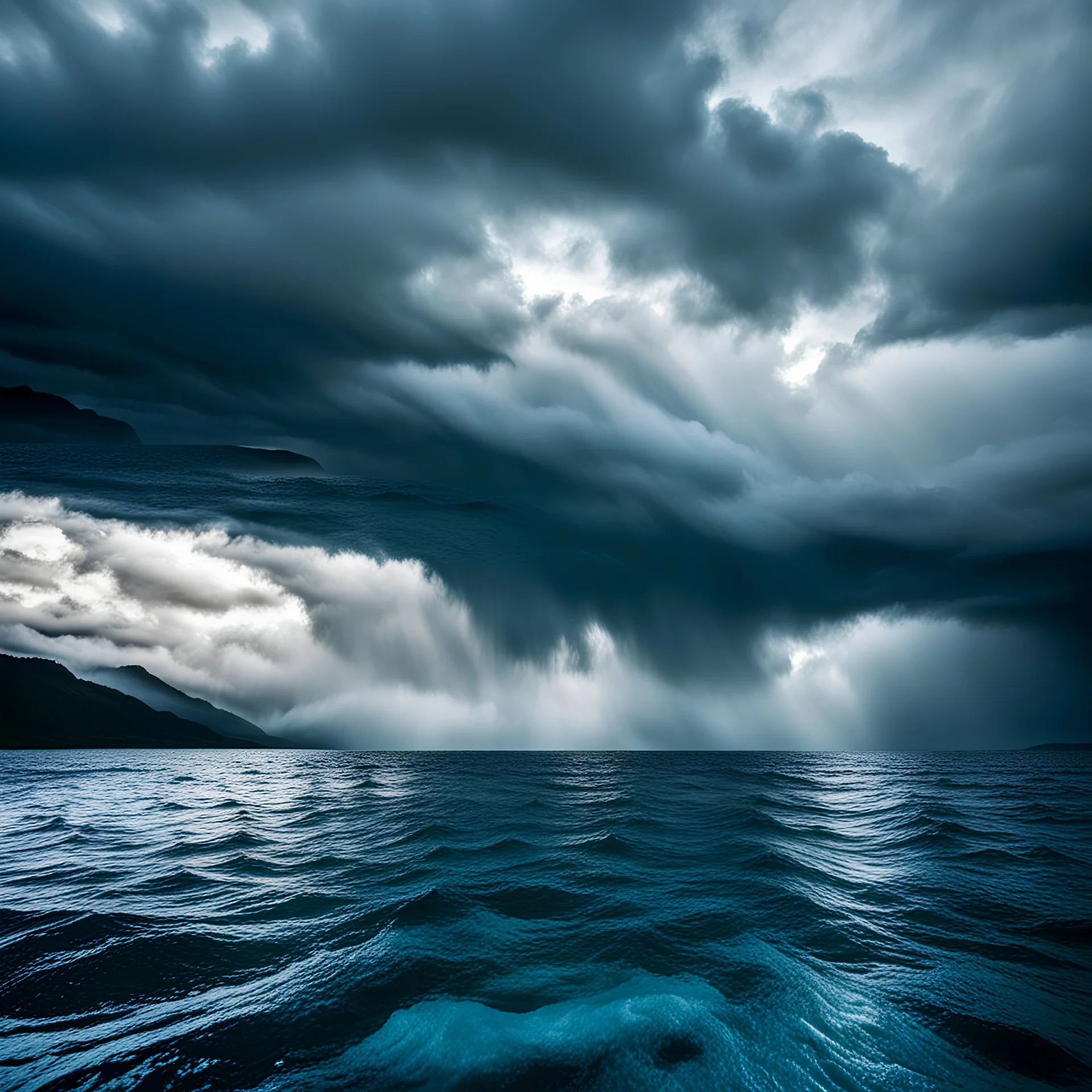 A cloudy sky over a massive boy of water