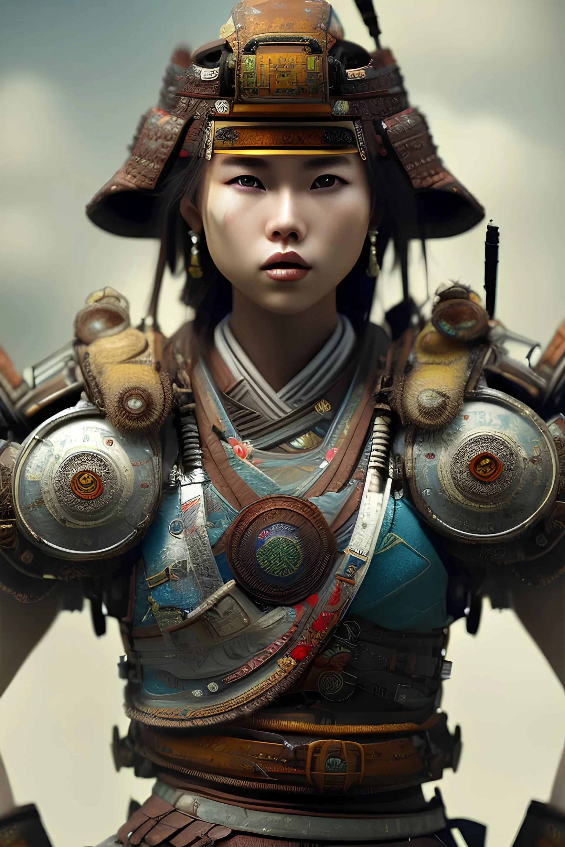 full portrai of samurai gaspunk,high detail, volumetric lighting, tiny features, intricate detail,volumetric clouds