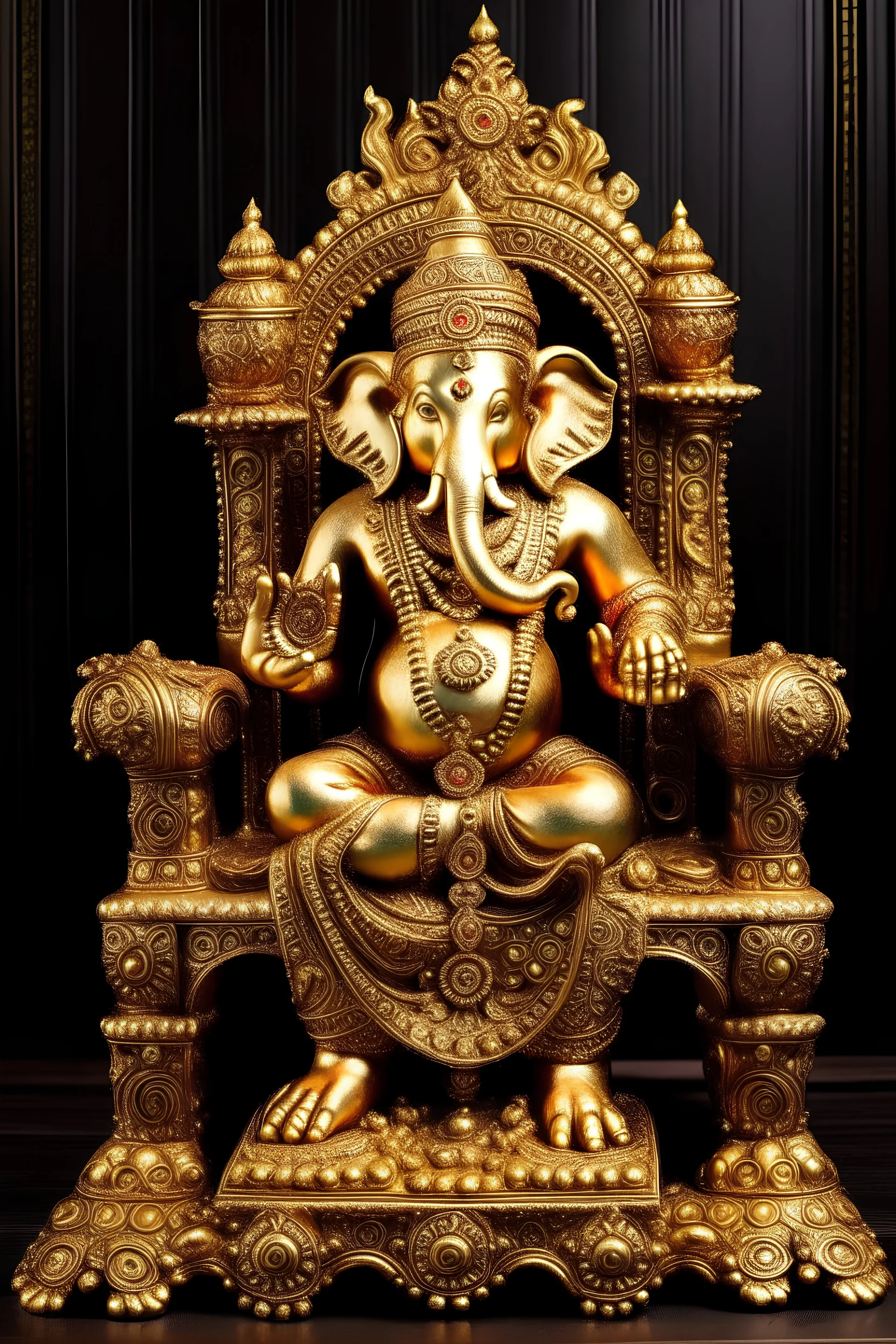 ganesha on gold throne