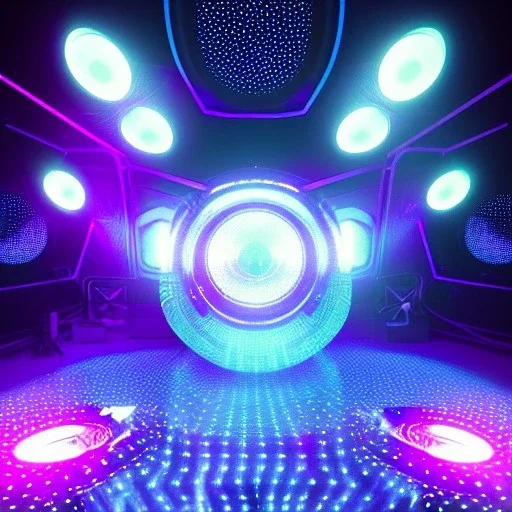 1990s club music, rave album art, metallic, iridescent, holographic, bokeh, lens flair, gaussian blur light spot, sparkles, fun, cute, 3d rendering blender, abstract, vinyl, music, electronic, dance music, alternative, futuristic, fun, primary colors. 8k, HD, unreal engine, blender, fisheye, pinball machine