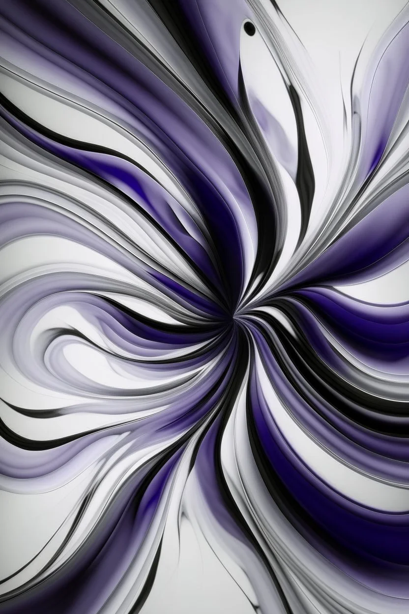 Whirlygig; Abstract art; Ink wash; purple and silver