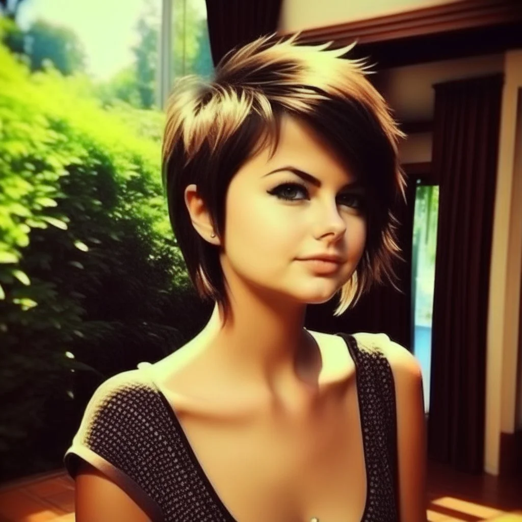 selena gomez pretty,very short hair full body