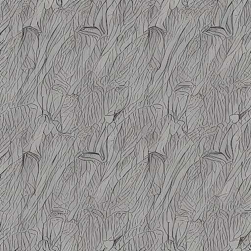 black and white banana leafs wallpaper pattern in vector lines, same line weight