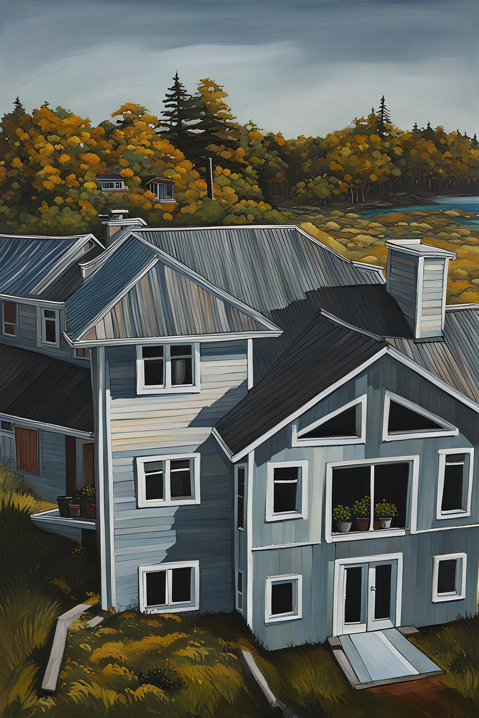 Sam Borenstein painting of a home on the Canadian Atlantis coast