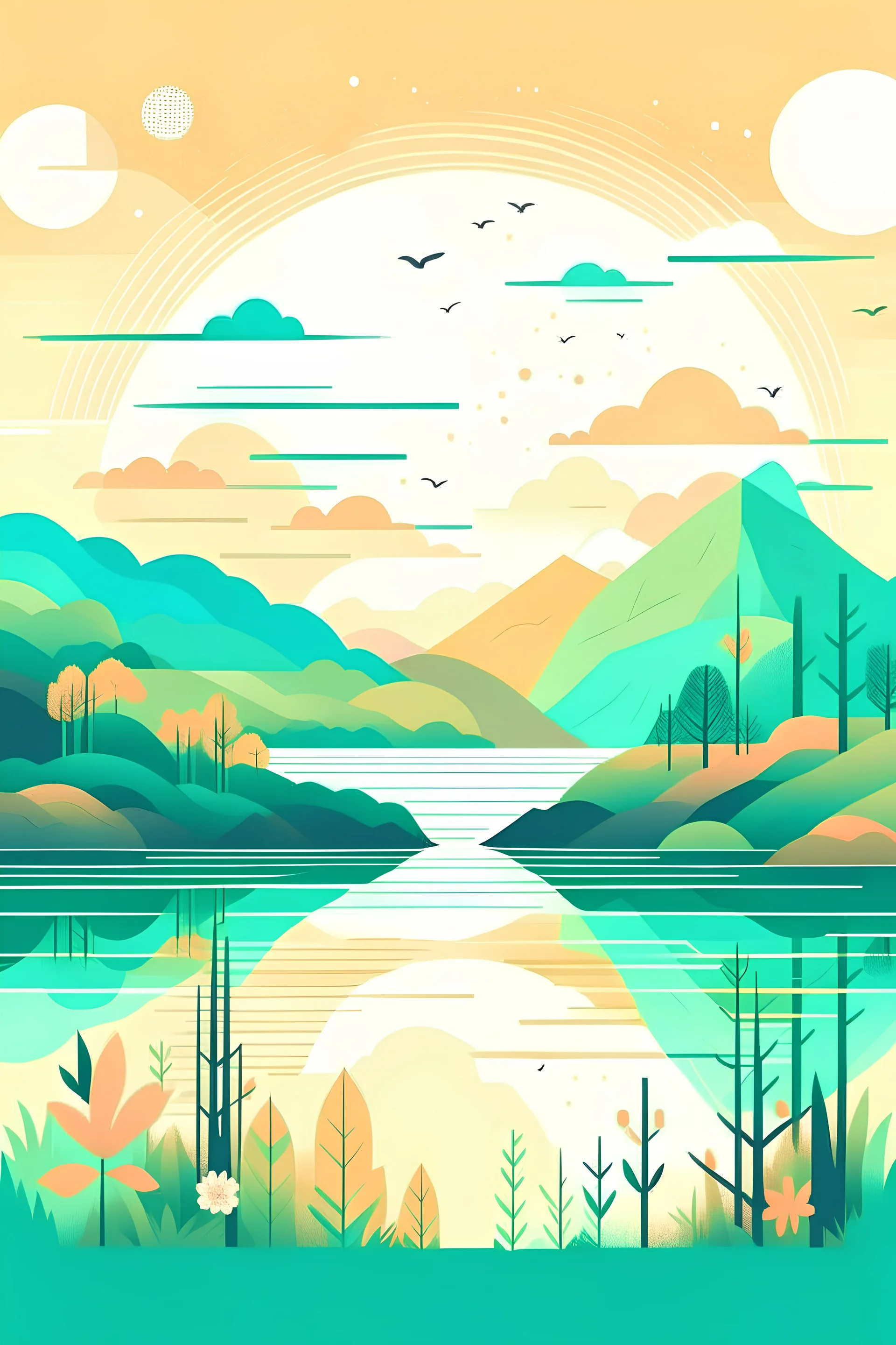 an illustration for calm, peace generate more in landscape