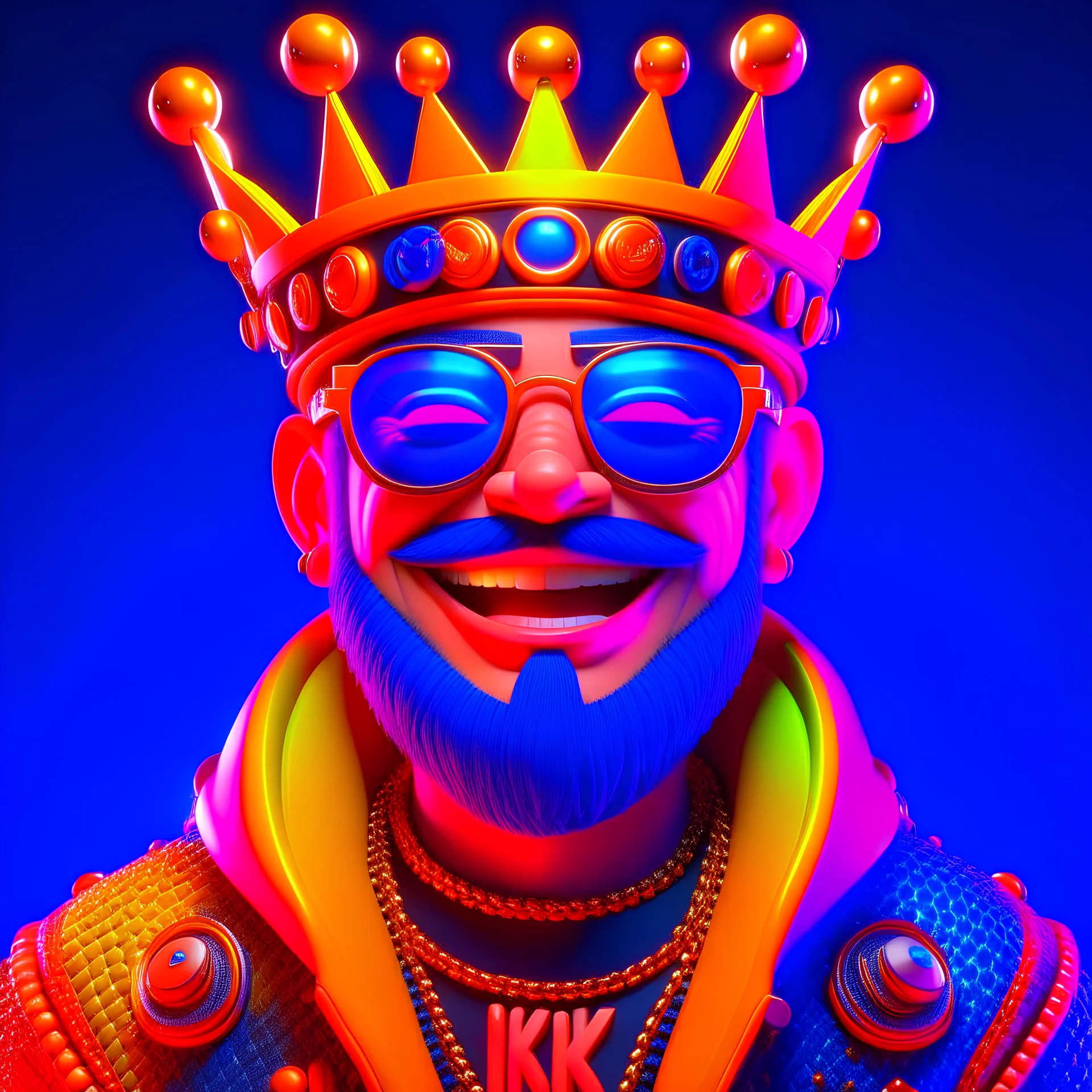 King cyberpunk cheerful 3D