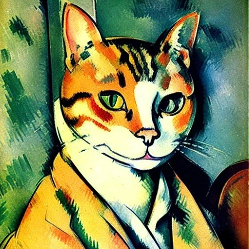 portrait of a cat by Paul Cézanne style