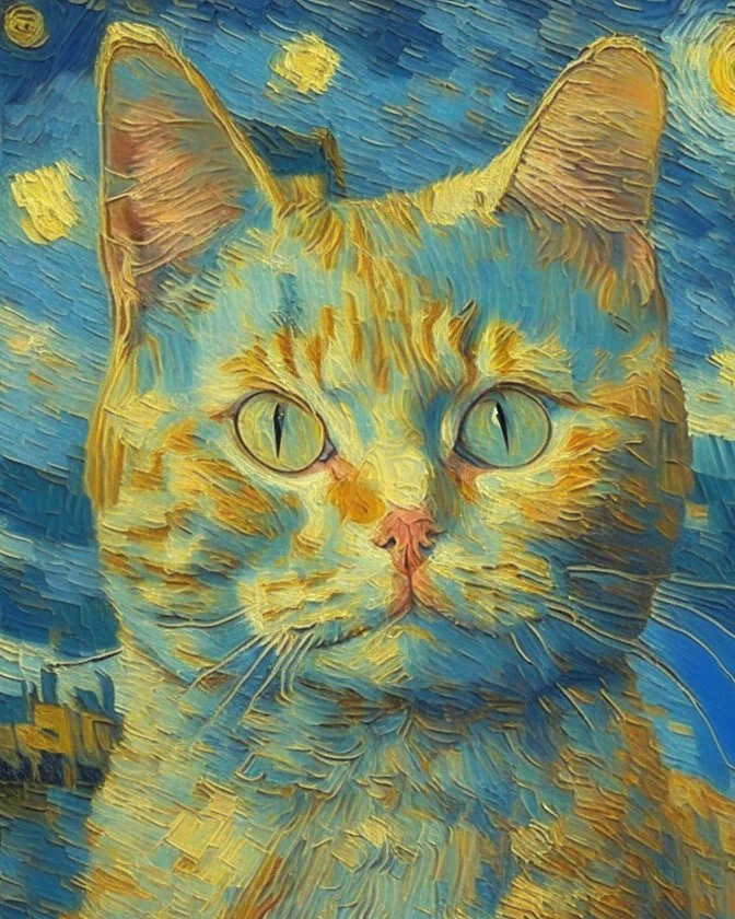 Portrait of a cat by Van Gogh