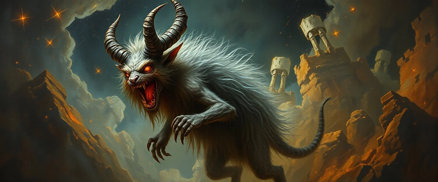 fuzz demon in the astral realm, painted by Rembrandt