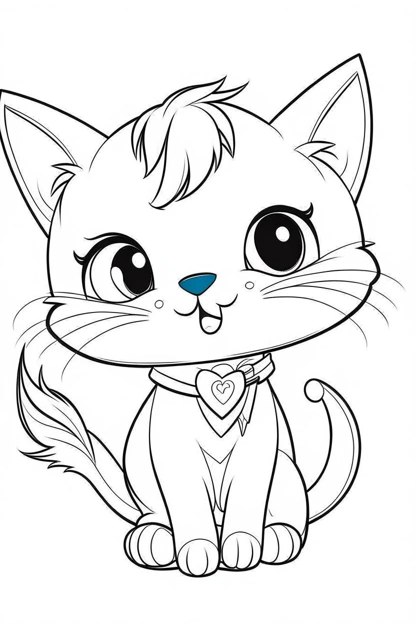 outline art for cute Cat coloring pages with sitch, white background, Sketch style, full body, only use outline, toddlers style, clean line art, white background, no shadows and clear and well outlined.