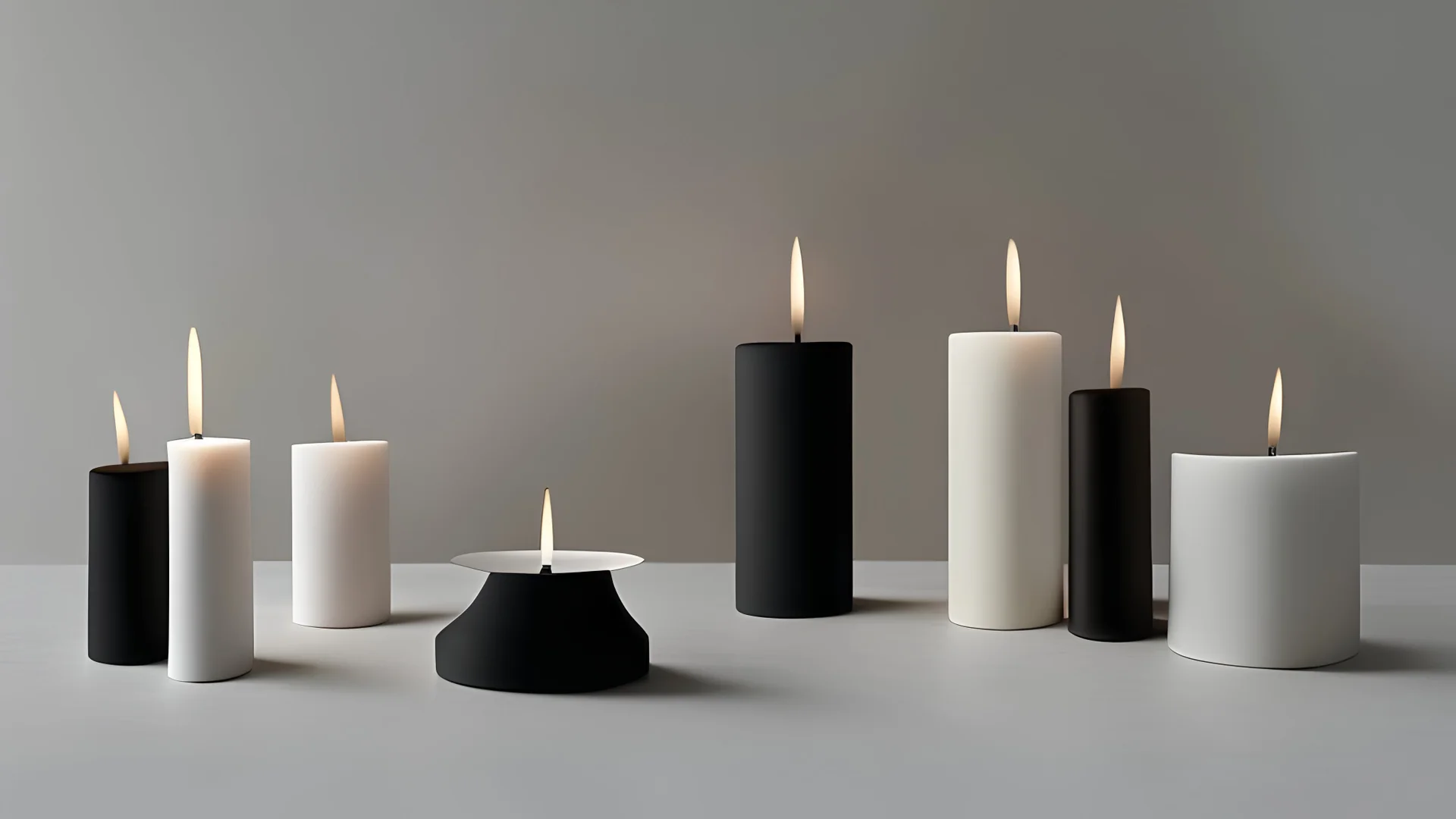 minimalist scandinavian interior. candle holders, black, beige, white