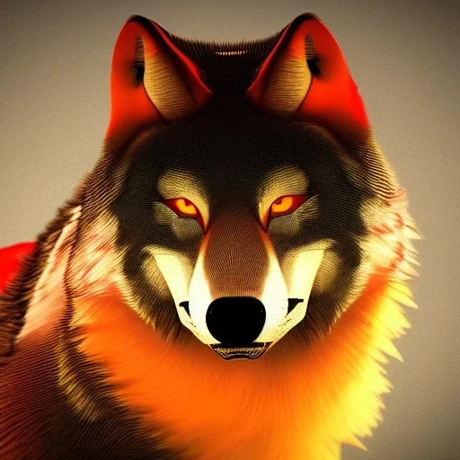 Black red and yellow wolf, high quality, high details, 8k, cinamtic effect, unreal engine