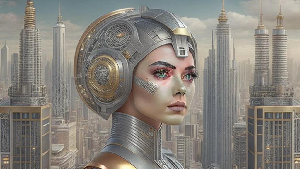 Metropolis like female android with open circuit