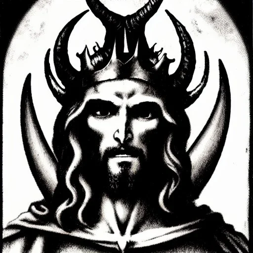 Devil demon satan king knights war code prophecy black and white jesus